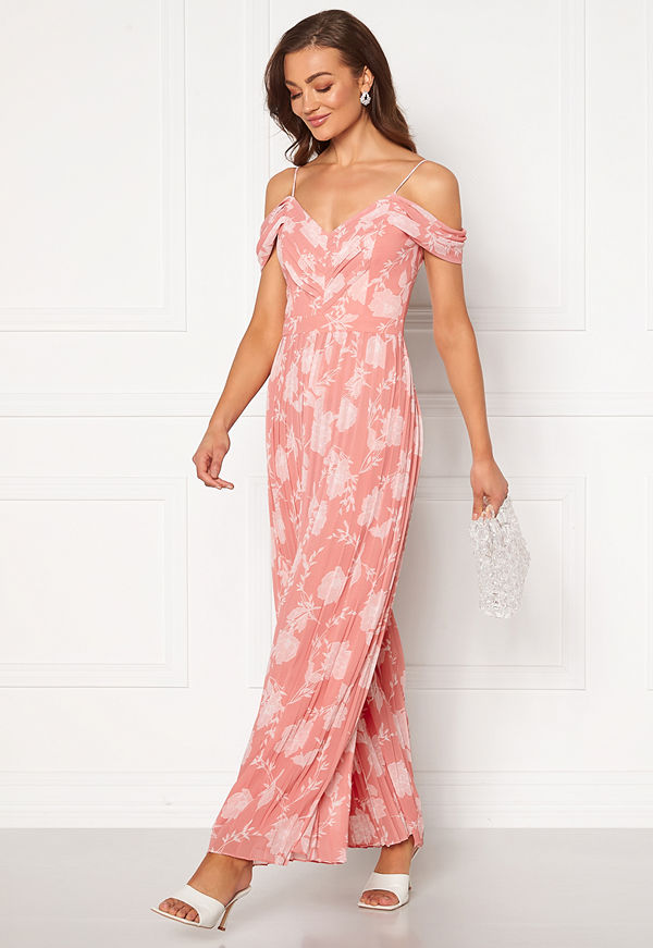 Forever New Daniella Pleat Jumpsuit Coral Linear Spray