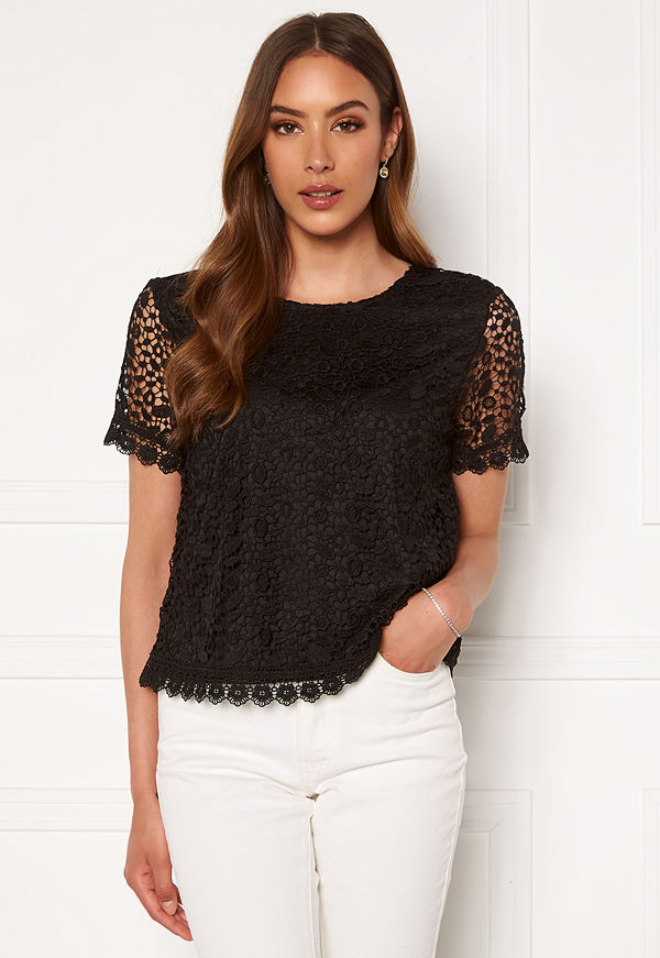 Only Trissy Lace SS Top Black