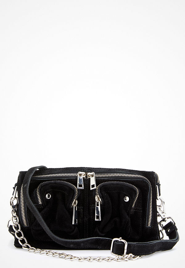 NuNoo svart axelväska Stine Chain Suede Bag Black