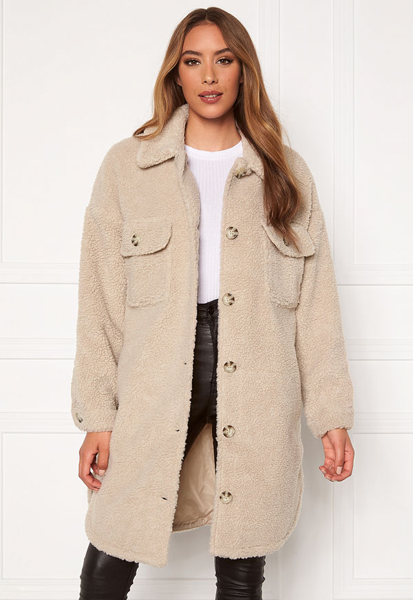 Jdy Stella Teddy Shirt Jacket Cement