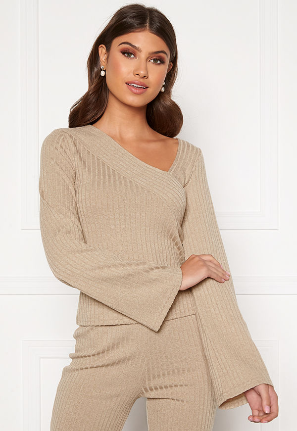 Bubbleroom Lesley rib top Beige