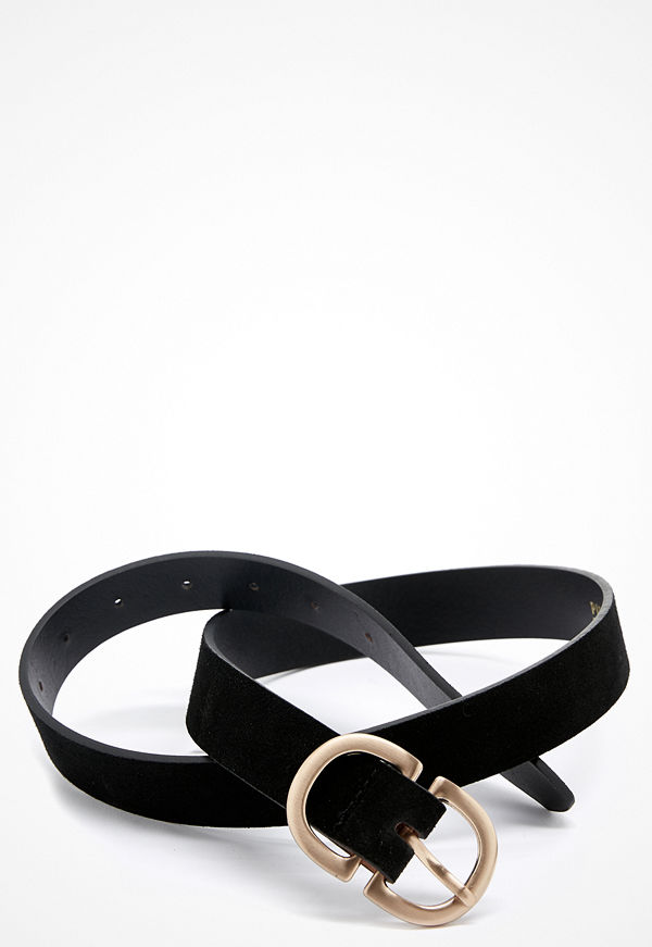 Pieces Juva Suede Jeans Belt Black W. Brushed Gol