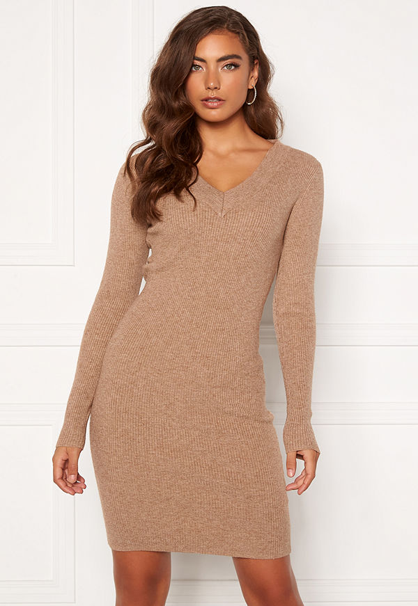 Object Collectors Item Fae Thess L/S Rib Knit Dress Chipmunk