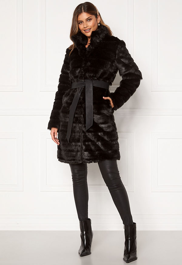 Chiara Forthi Bologna Faux Fur Coat Black
