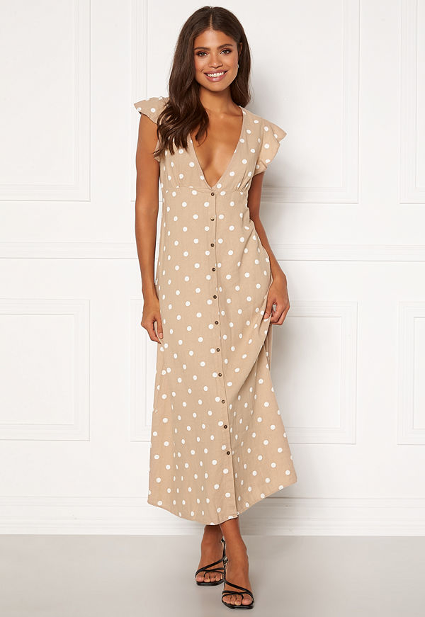 Only Becca Botton Midi Dress Humus