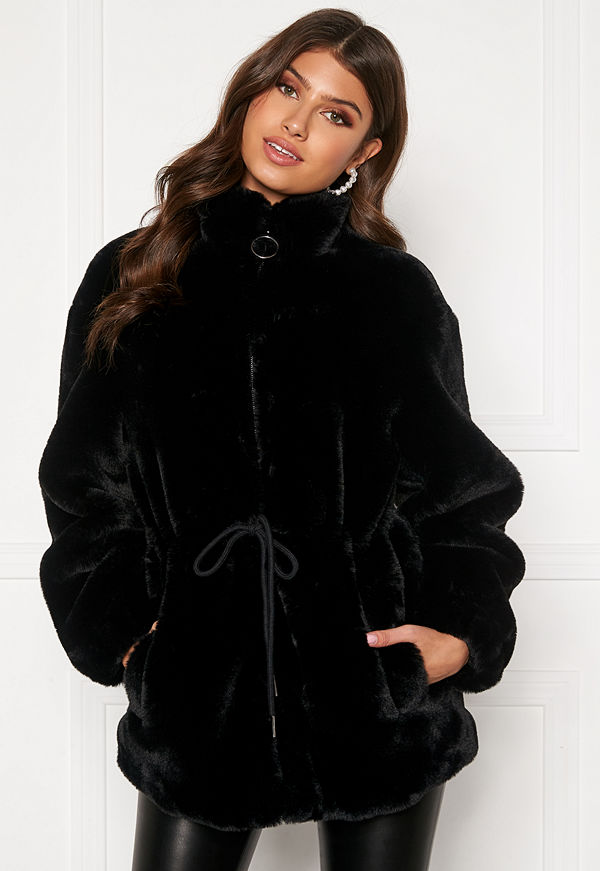Bubbleroom Trixie faux fur jacket Black