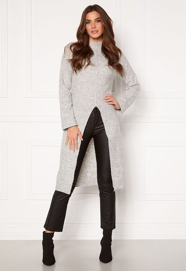 Vero Moda Gaiva LS Funnelneck Slit Dress Light Grey Melange
