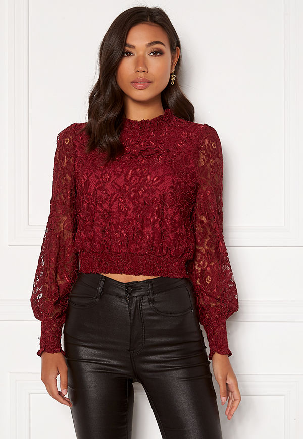 Bubbleroom Aida lace blouse Wine-red