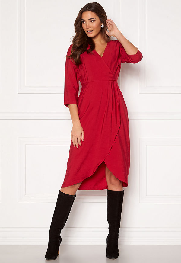 Vila Kri 3/4 Wrap Dress Jetser Red