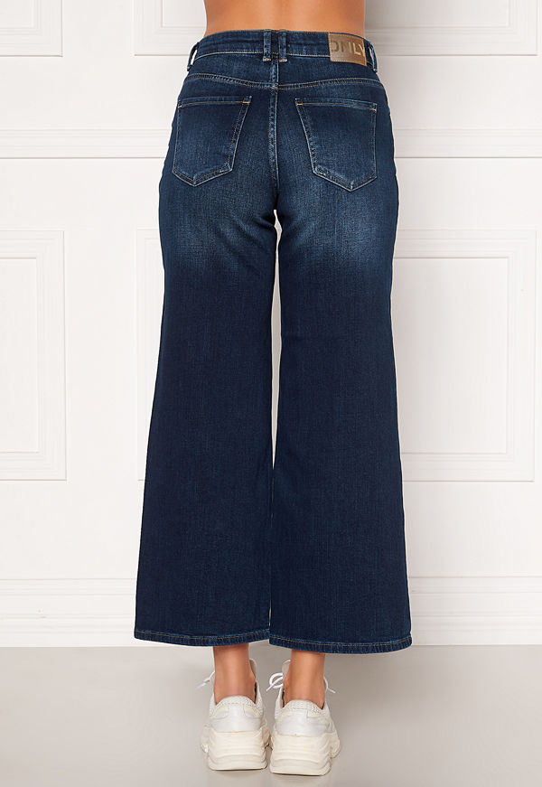 Only Madison HI Life Wide Crop Jeans Dark Denim Blue