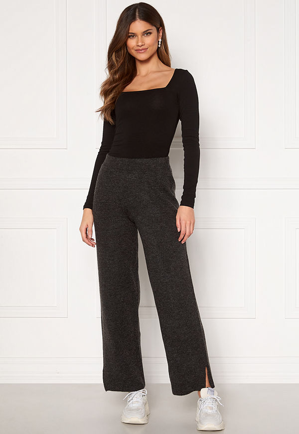 Y.a.s svarta byxor Sellis MW Knit Pant Dark Grey Melange