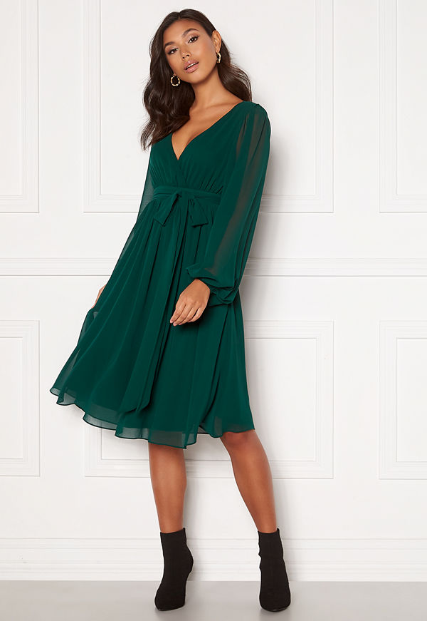 Goddiva Chiffon Midi Dress Green