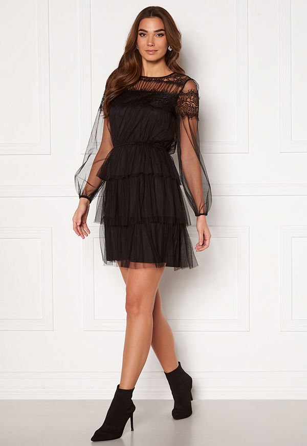 Happy Holly Smilla ls mesh dress Black