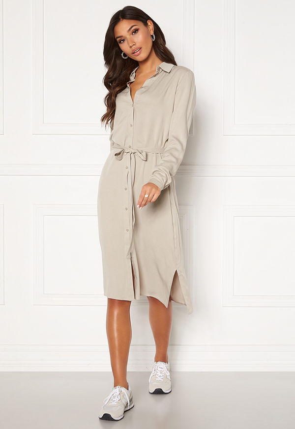 Vila Dania Belt L/S Shirt Dress Dove