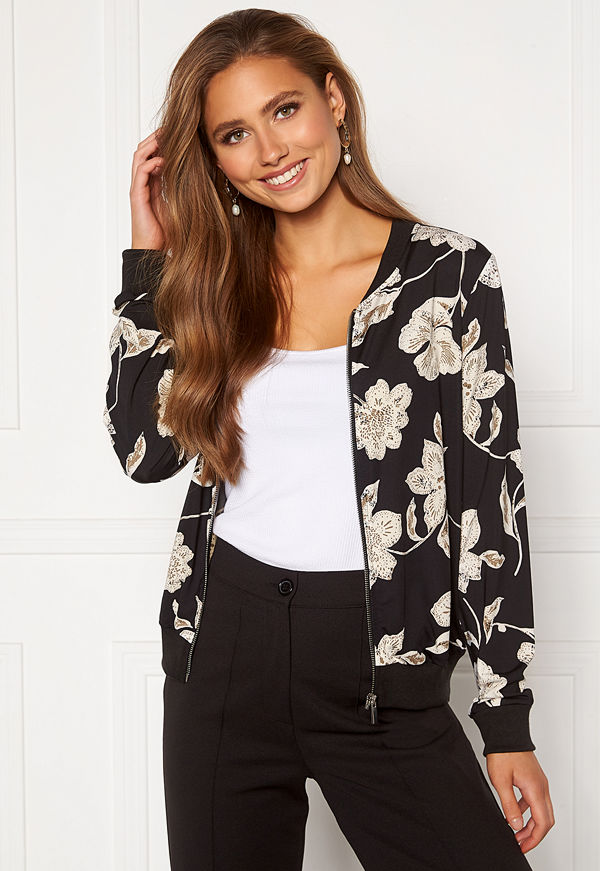 Happy Holly svart bomberjacka med tryck Hanna bomber jacket
