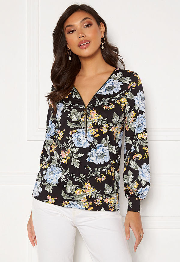 Happy Holly Marion puff sleeve top Black