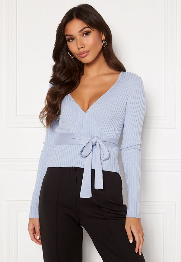 Bubbleroom Enea knitted wrap top Light blue