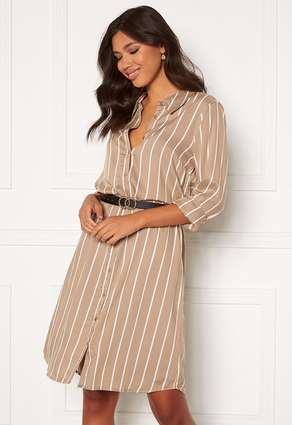 Happy Holly Juliette shirt dress Beige / Offwhite