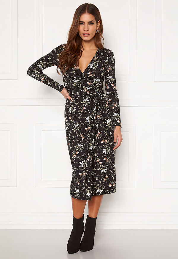Chiara Forthi Sonnet wrap midi dress Black / Floral