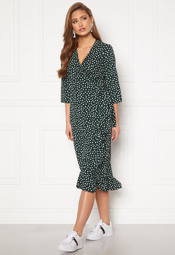 Vero Moda Henna 3/4 Wrap Calf Dress Pine Grove,Henna dot
