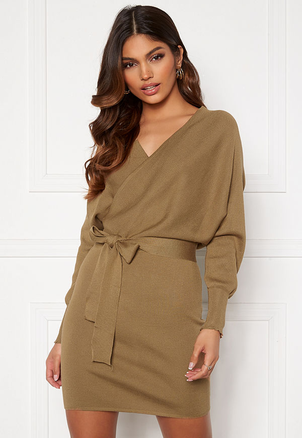Blue Vanilla Knitted V Front Dress Camel