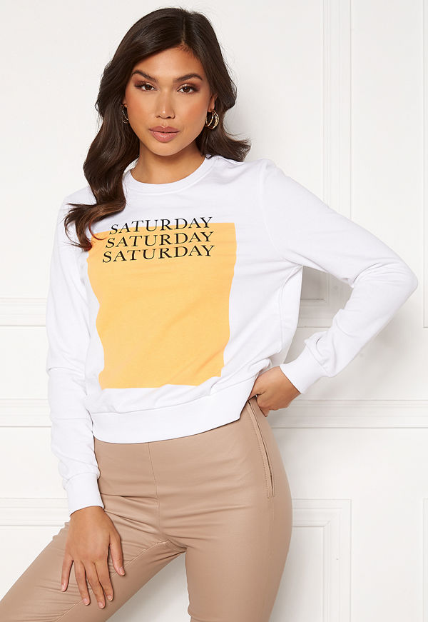Only Weekday Life Reg L/S O-Neck SWT Bright White Saturda
