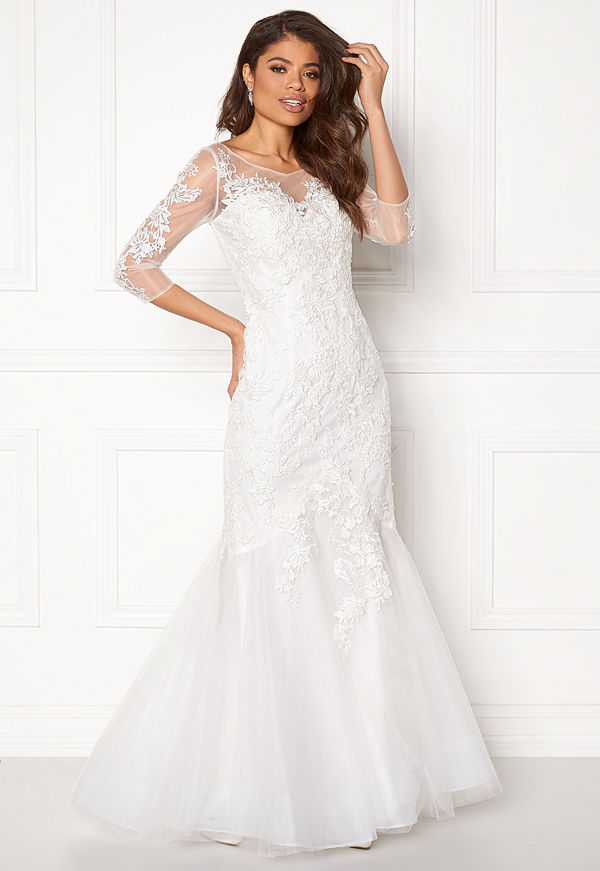 Susanna Rivieri Embroidered Fishtail Dress Ivory