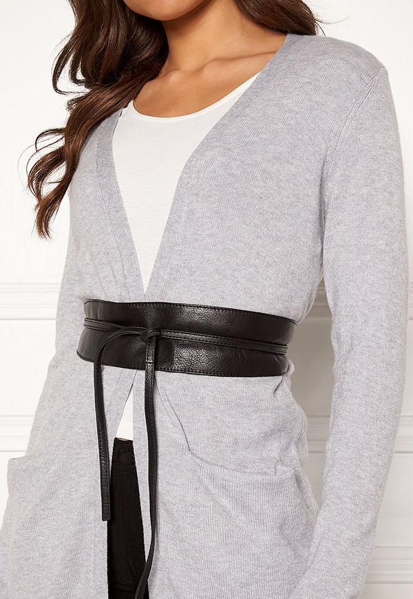 Pieces Vibs Leather Waist Belt Black