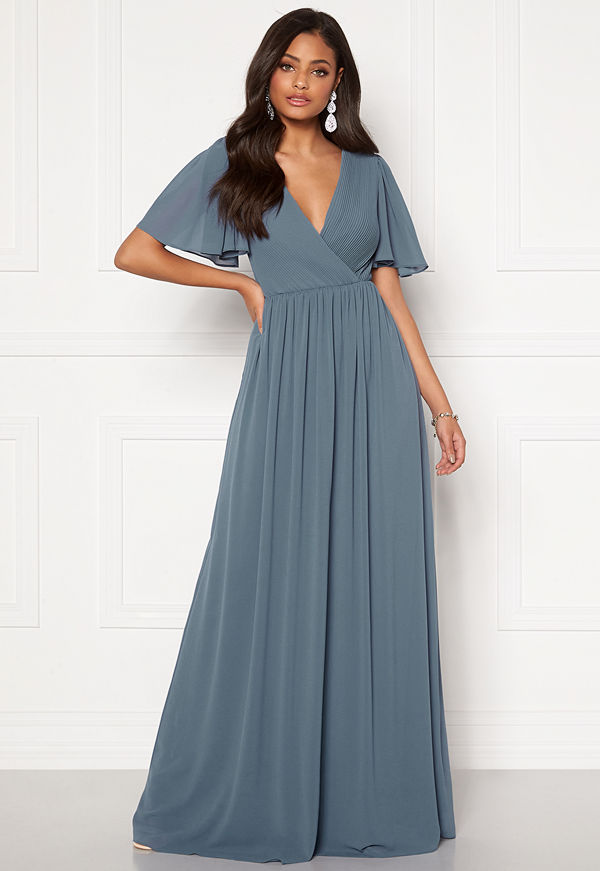 Moments New York Liana Chiffon Gown Grey-blue