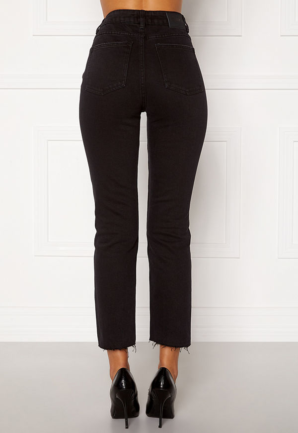 Only Emily HW Raw Ank Jeans Black Denim