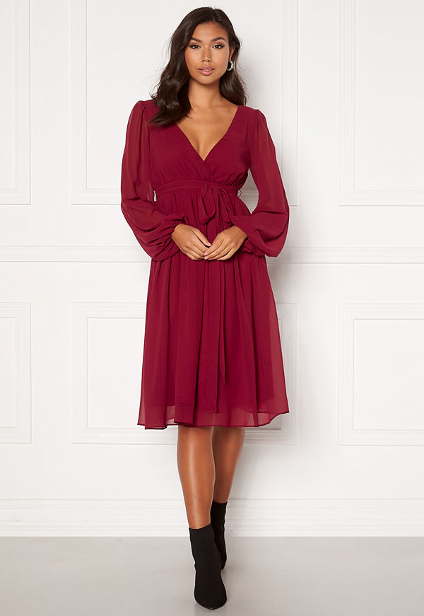 Goddiva Chiffon Midi Dress Berry