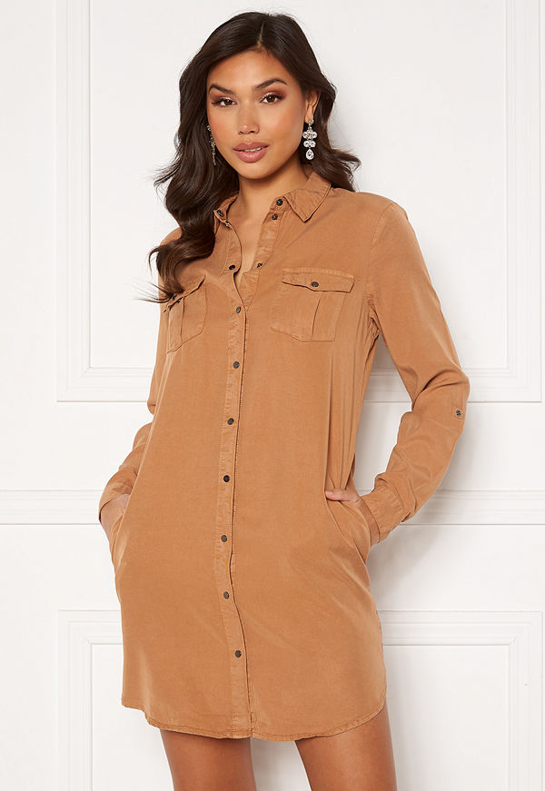 Vero Moda Silla LS Short Dress Tabacco Brown