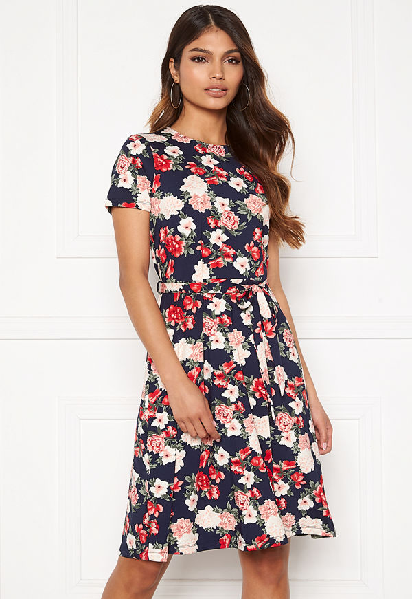 Happy Holly Tova ss dress Navy / Patterned