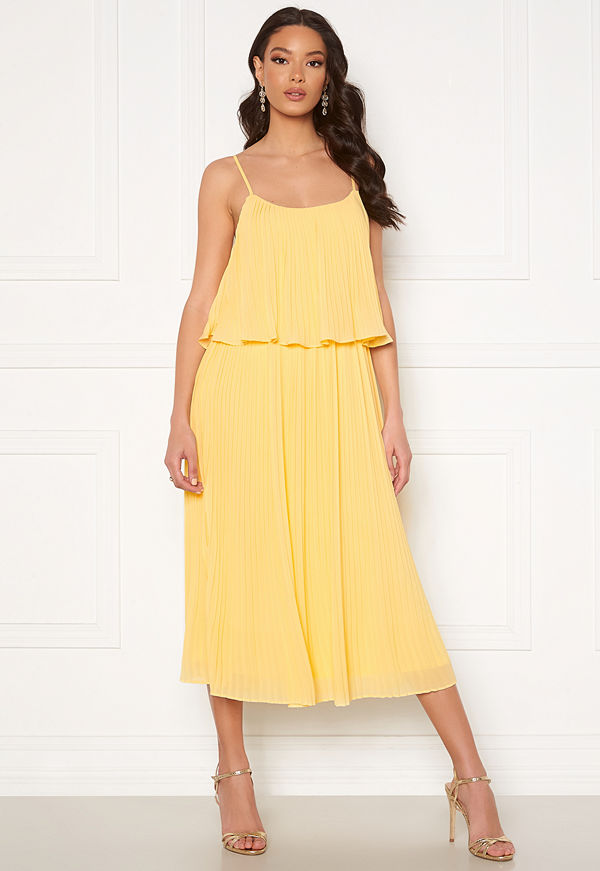 Vila Katelyn S/L Pleated Midi Dress Sunlight