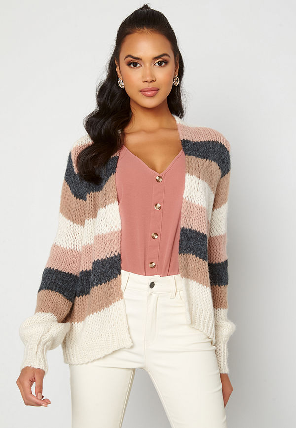 Pieces Lilo LS Knit Cardigan Misty Rose/Stripes