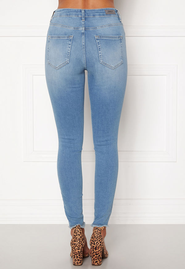 Only Blush Life Mid Raw Jeans Light Blue Denim