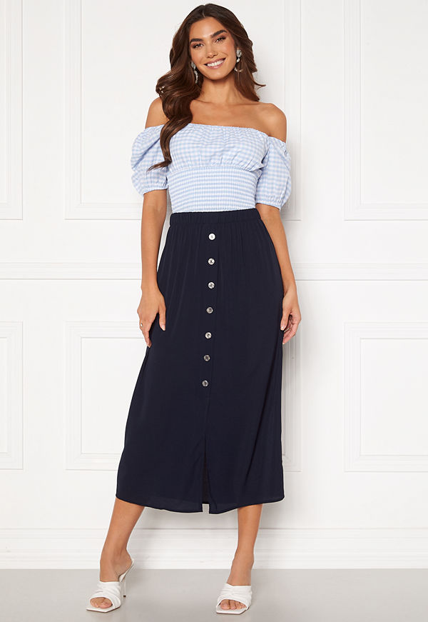 Only Nova Lux Button Skirt Solid Night Sky
