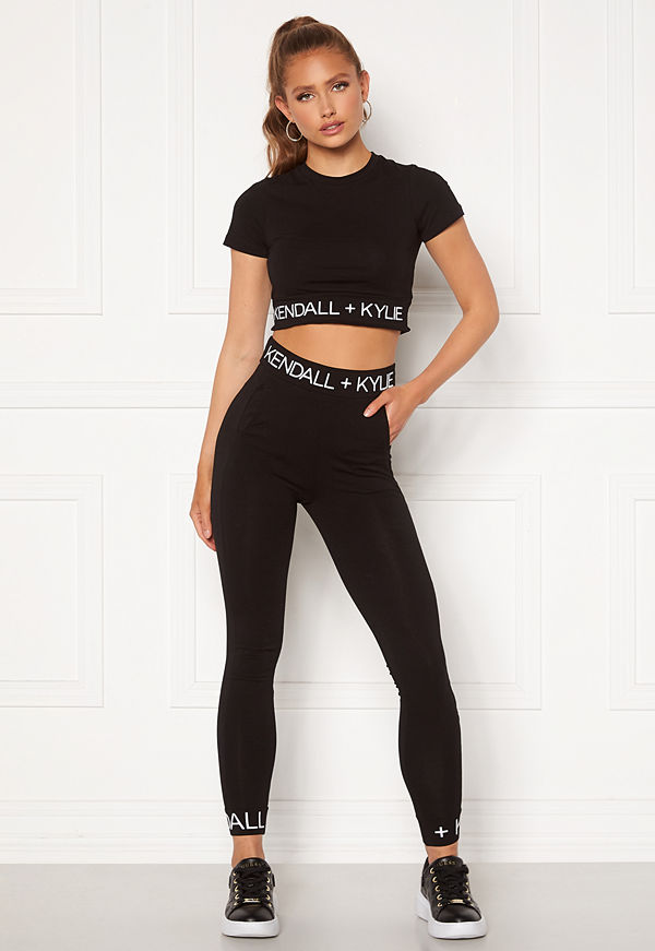 Kendall + Kylie K&K Logo Waist Leggings Black