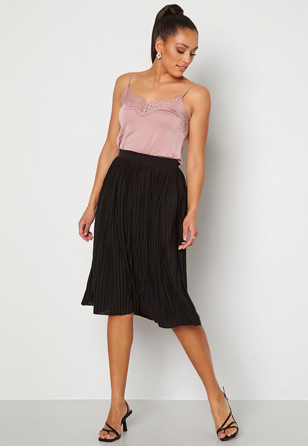 Vila Pliss Midi Skirt Black