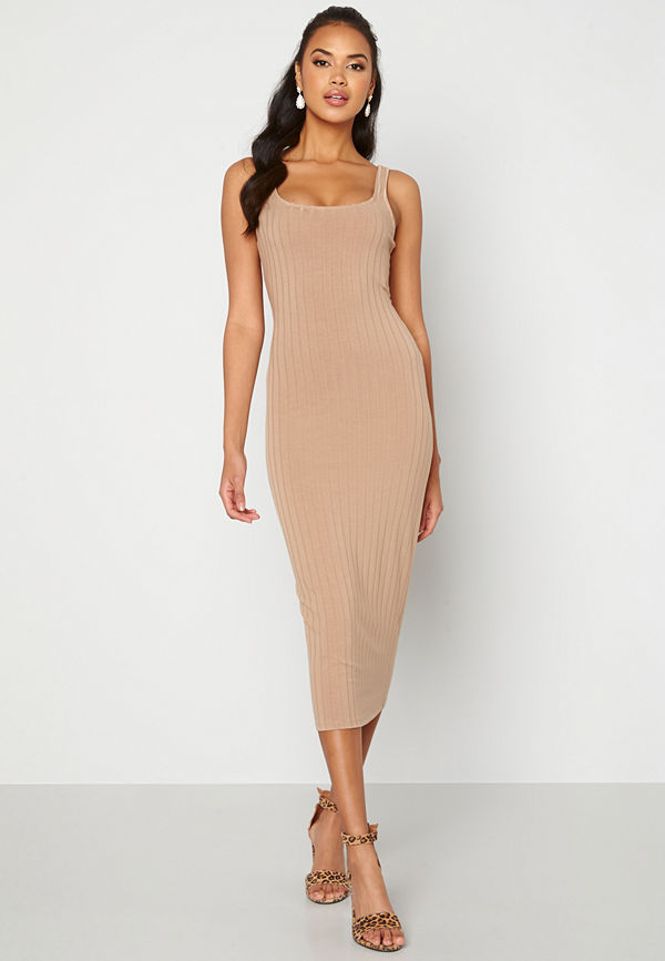 Bubbleroom Marina rib dress Nougat