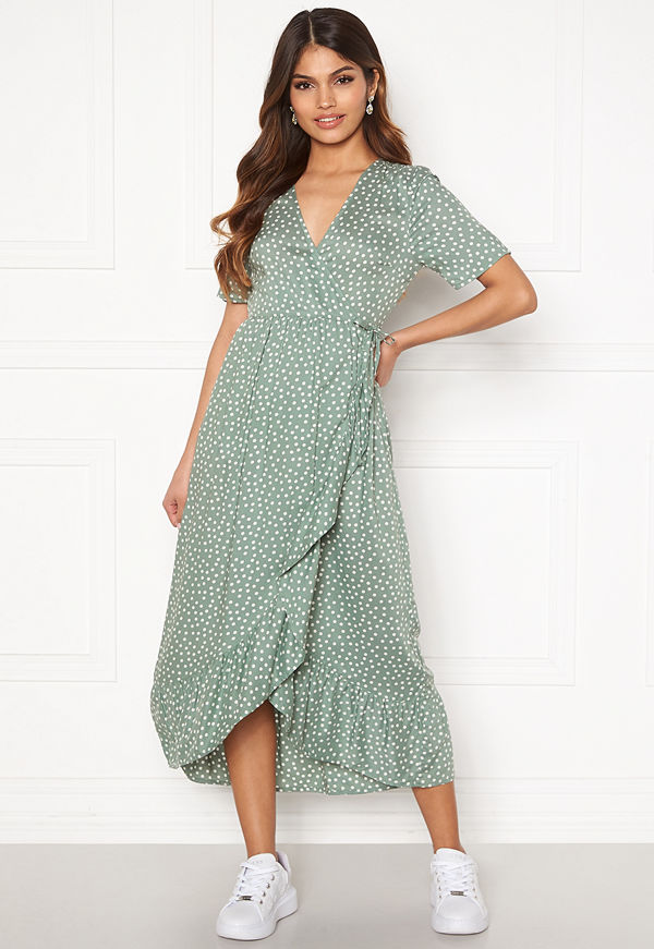 Happy Holly Evie wrap dress Dusty green / Offwhite