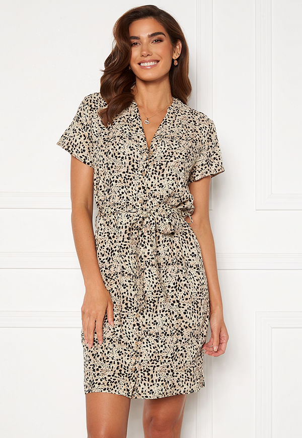 Object Hessa Birdy S/S Shirt Dress Sandshell AOP Animal