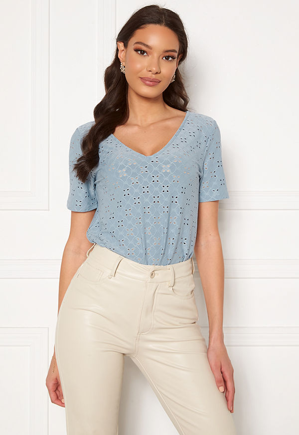 Vila Tressy Detail V-Neck Top Ashley Blue