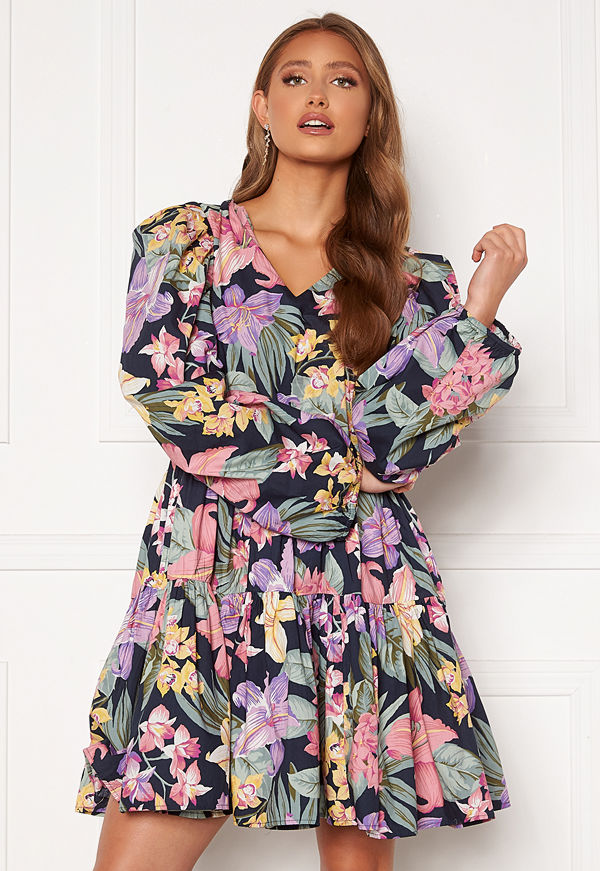 Y.a.s Lio 3/4 Short Dress Sky Captain Flower