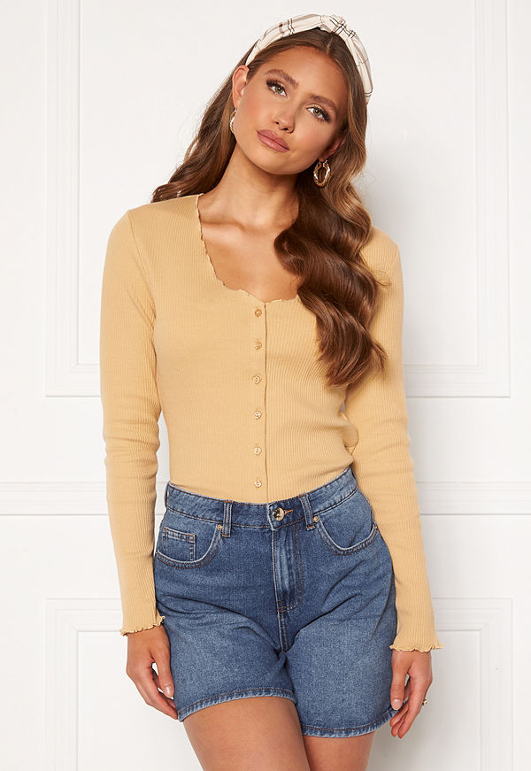 Pieces Nukisa LS Cardigan Almond Buff
