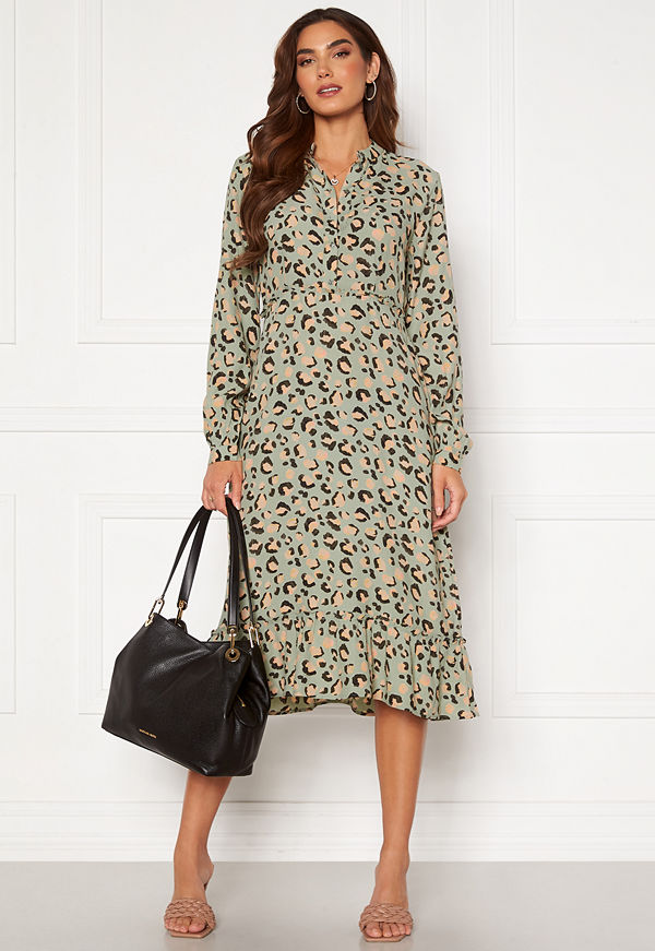 Pieces Dua LS Midi Shirt Dress Desert Sage