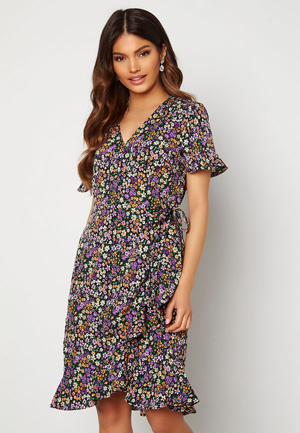 Only Olivia S/S Wrap Dress Black / Shore Flower