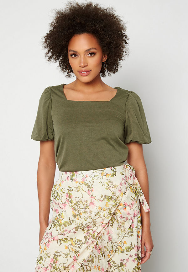 Jacqueline de Yong Dicte Puff Sleeve Top Kalamata
