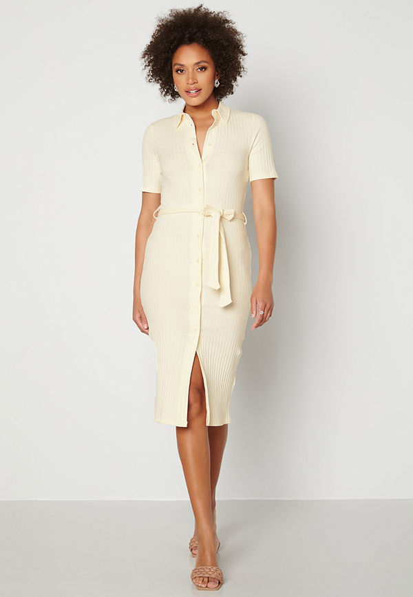 Pieces Tiana SS Midi Dress Buttercream