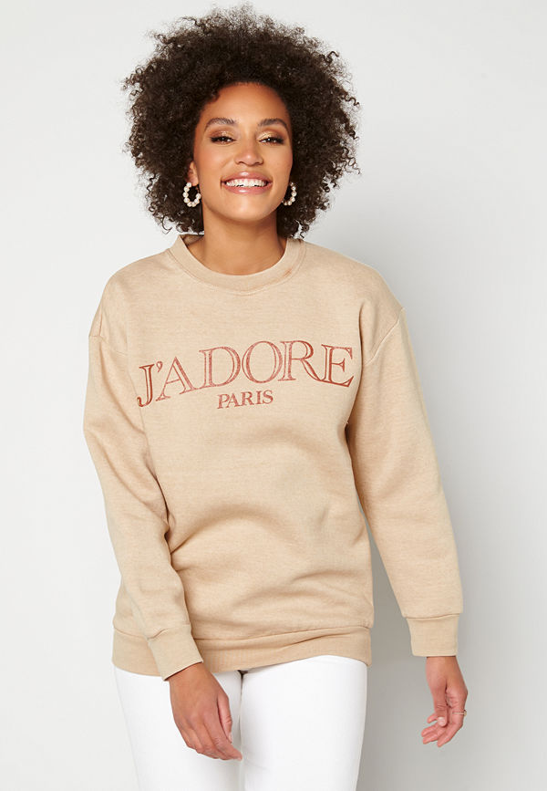 Ax Paris Jadore Crew Neck Sweatshirt Stone